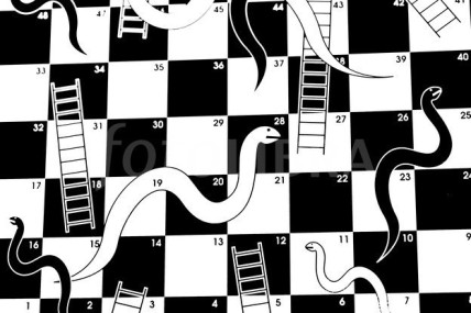 Snakes and ladders board.
